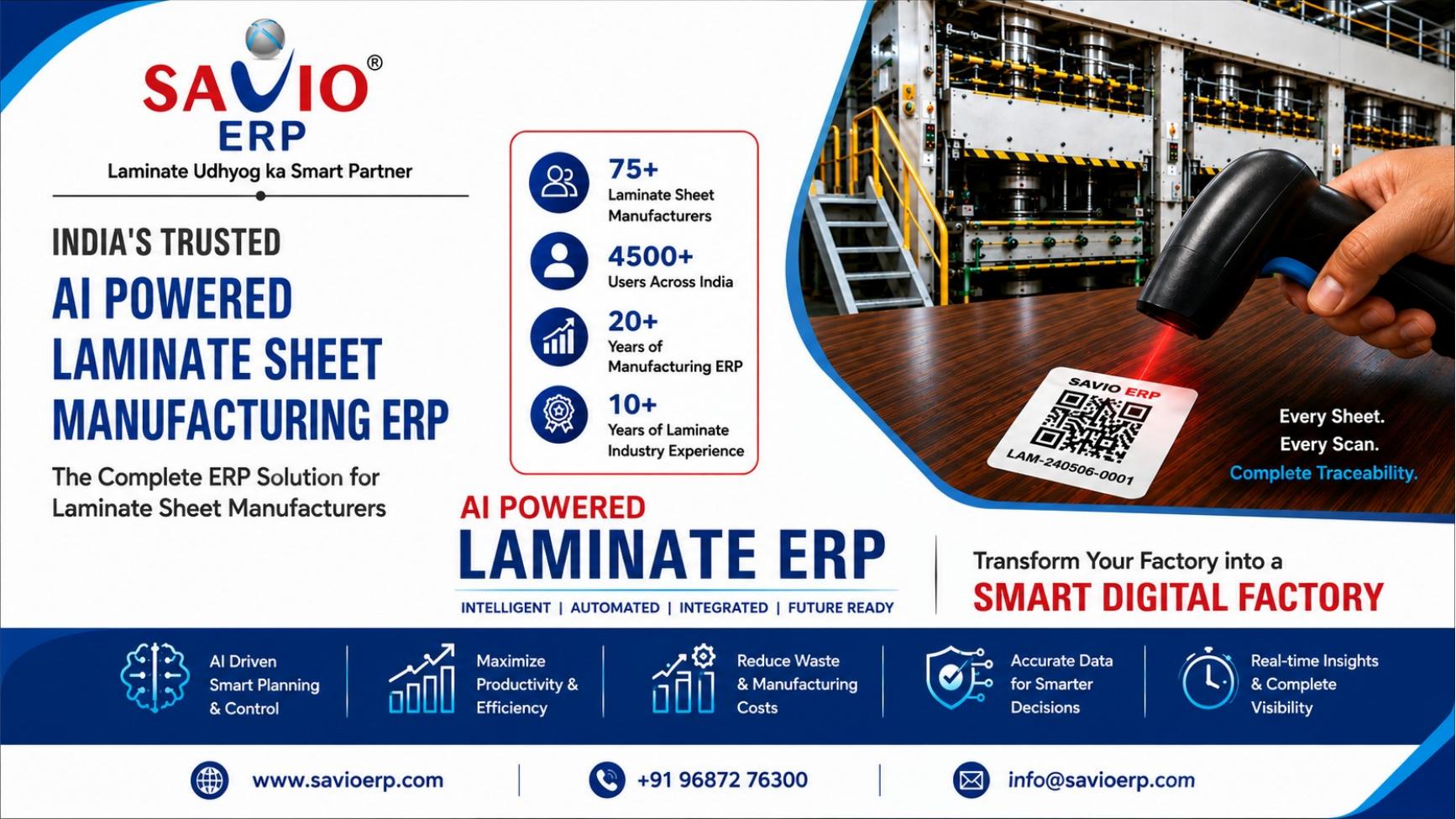 SAVIO ERP laminate manufacturing overview